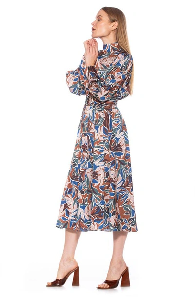 Shop Alexia Admor Safiya Long Sleeve Belted Fit & Flare Dress In Brown Floral