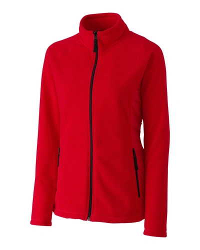 Shop Clique Ladies' Summit Microfleece Hybrid Full Zip Jacket In Red