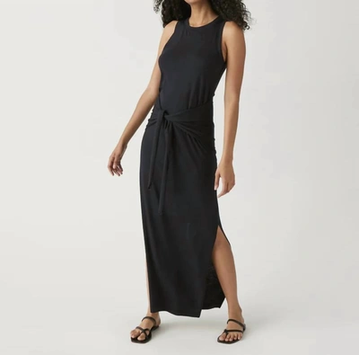 Michael Stars Solange Tie Waist Jersey Maxi Dress In Black