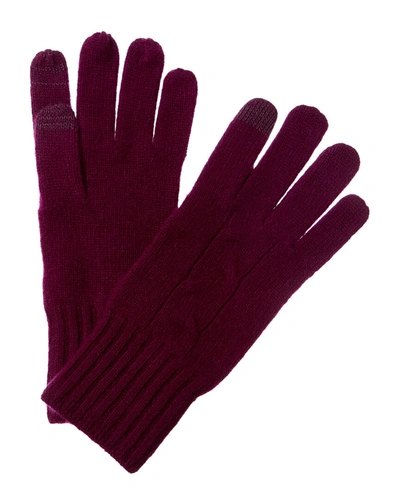 Shop Amicale Cashmere Ribbed Cuff Cashmere Gloves In Purple