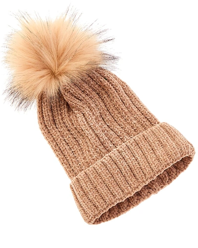 Shop La Fiorentina Chenille Knit Hat In Beige