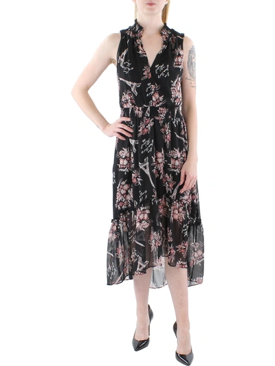 Shop Karl Lagerfeld Womens Chiffon Floral Maxi Dress In Multi