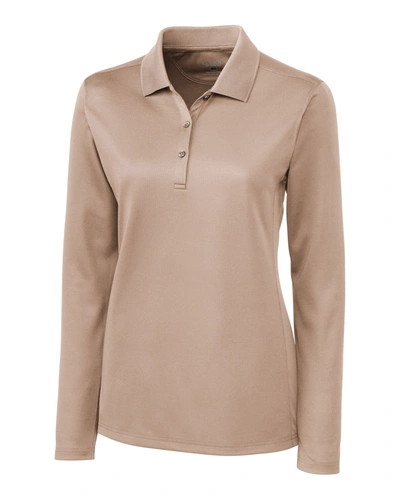 Shop Clique L/s Ice Lady Pique Polo Shirt In Beige