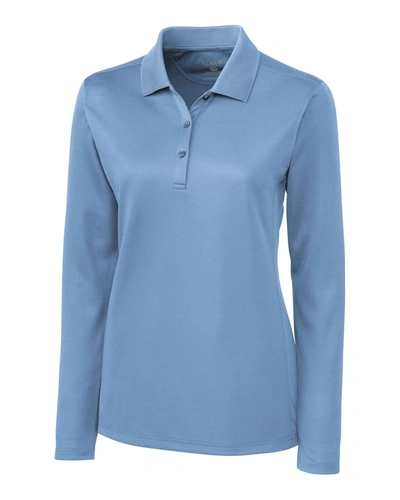 Shop Clique L/s Ice Lady Pique Polo Shirt In Blue
