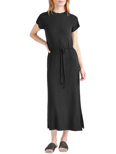 Shop Splendid Chiara Womens Midi Short Sleeve T-shirt Dress In Black