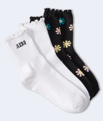 Shop Aéropostale Flower & Logo Crew Sock 2-pack In Multi