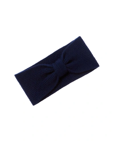 Shop Phenix Ribbed Bow Cashmere Headband In Blue