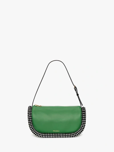 Shop Jw Anderson Bumper-15 Leather Shoulder Bag With Crystal In Green/black In Multi