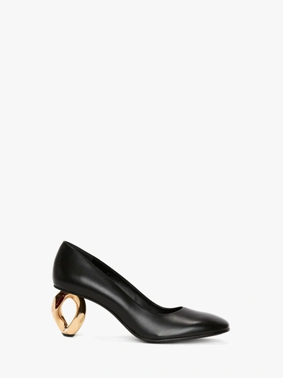 Shop Jw Anderson Chain Heel Leather Pumps In Black