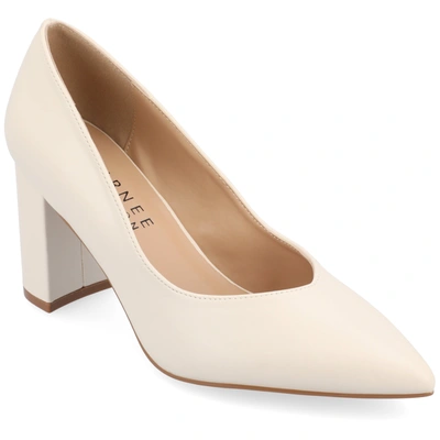 Journee Collection Collection Women's Narrow Width Supernatural Tru Comfort Foam Gabriella Pumps Warm Shades In White