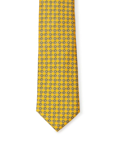 Shop Ermenegildo Zegna Printed Silk Men's Tie In Yellow