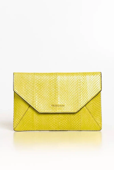 Shop Trussardi Ussardi Leather Clutch Women's Bag In Yellow