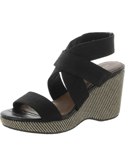 Shop Donald J Pliner Womens Slip-on Ankle Wedge Sandals In Black