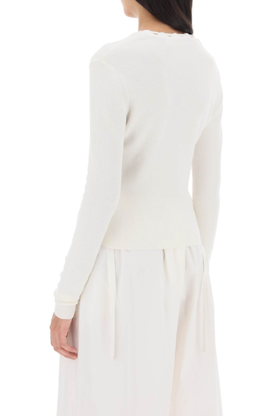 Shop Dion Lee Lace-up Cardigan In White Cream (white)