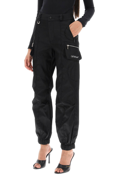 Shop Off-white Cargo Pants In Nylon Twill In Black White (black)