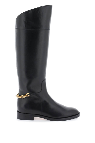 Shop Jimmy Choo Nell Boots With Chain In Black (black)