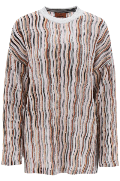 Shop Missoni Oversized Sequined Lurex Knit In Multi Paill Orang Re (metallic)