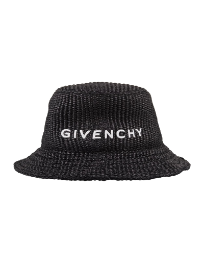 Shop Givenchy Fisherman Hat In Black Raffia In Nero