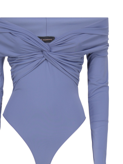 Shop The Andamane Off-the-shoulder Bodysuit In Denim