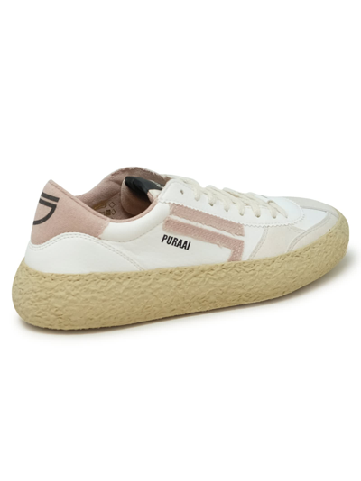 Shop Puraai 1.01 Classic White And Pink Vegan Leather Sneakers
