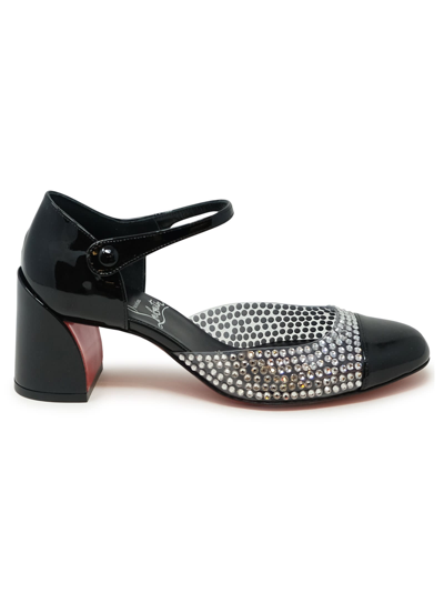 Shop Christian Louboutin Black Patent Miss Mj Strass 55 Pumps