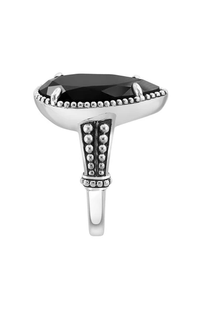 Effy Sterling Silver Pear Cut Onyx Ring In Black
