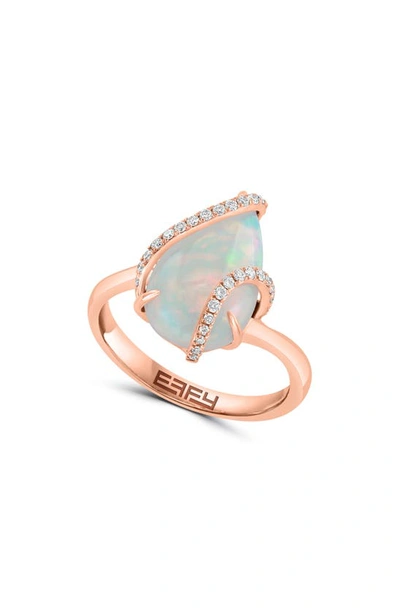 Shop Effy 14k Rose Gold Ethiopian Opal With Diamond Ring