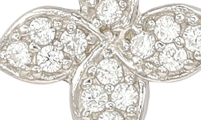 Suzy Levian Sterling Silver Pavé Cubic Zirconia Floral Drop Earrings In Silver