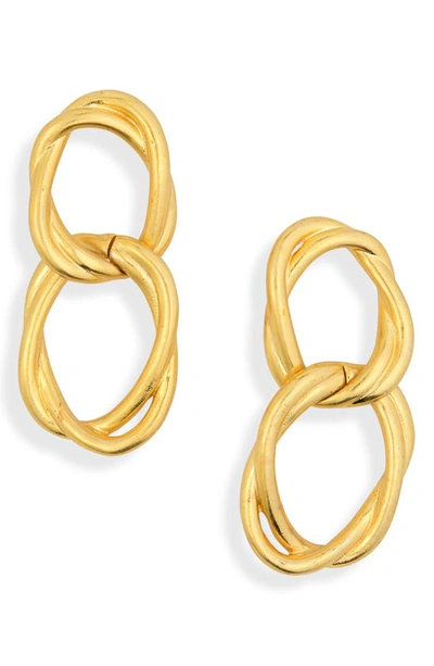 Shop Madewell Twisted Link Hoop Drop Earrings In Vintage Gold