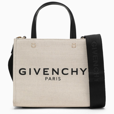 Shop Givenchy G Mini Beige Canvas Tote Bag Women In Cream