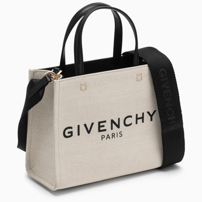 Shop Givenchy G Mini Beige Canvas Tote Bag Women In Cream