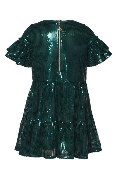 Shop Hannah Banana Kids' Sequin Ruffle Party Dress In Emerald