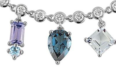 Shop Eden Presley Shades Of Blue Diamond & Blue Sapphire Collar Necklace In 14k White Gold