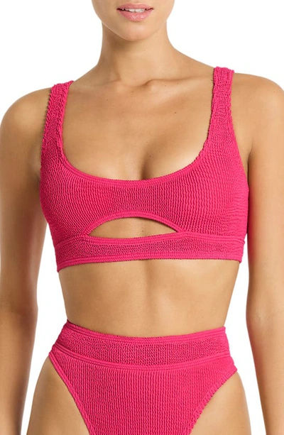 Shop Bondeye Sasha Cutout Bikini Top In Raspberry Recycled