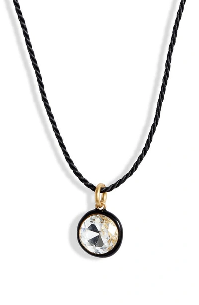 Shop Roxanne Assoulin Bezel Crystal Pendant Necklace In Gold/ Black/ Clear Cz