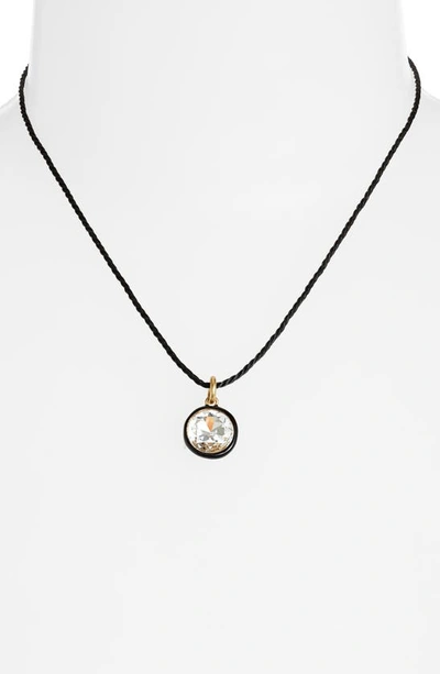 Shop Roxanne Assoulin Bezel Crystal Pendant Necklace In Gold/ Black/ Clear Cz