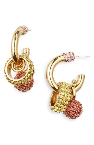 Shop Oscar De La Renta Charm Hoop Earrings In Pink Multi