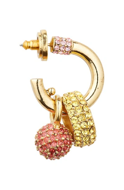 Shop Oscar De La Renta Charm Hoop Earrings In Pink Multi