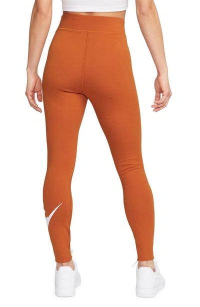Shop Nike Sportswear Classics High Waist Graphic Leggings In Campfire Orange/ White