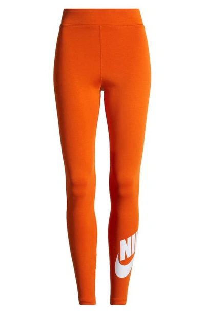 Shop Nike Sportswear Classics High Waist Graphic Leggings In Campfire Orange/ White