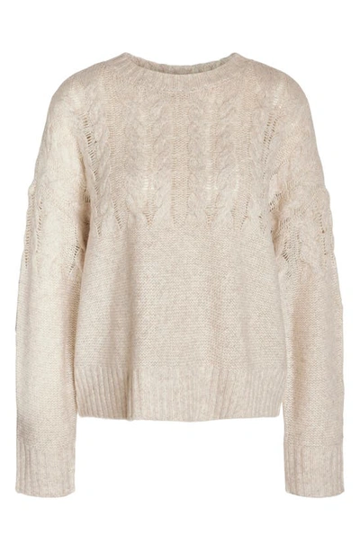 Shop Noisy May Dani Cable Stitch Sweater In Eggnog Detail Melang