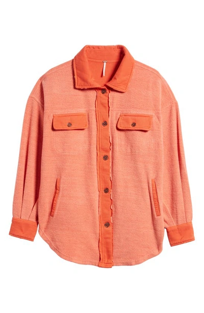 Free People We The Free Ruby Fleece Shirt Jacket In Scarlet Ibis