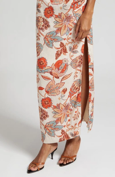 Shop Sir Noemi Floral Halter Neck Linen Maxi Dress In Desert Wildflower
