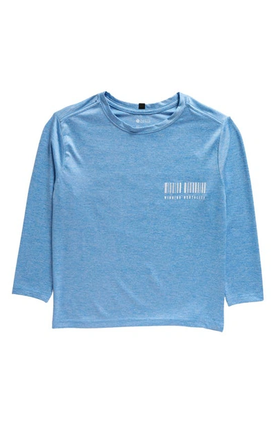 Shop Z By Zella Kids' Long Sleeve Graphic T-shirt In Blue Vista Winning Mentality