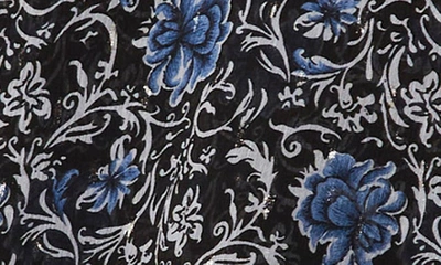 Shop Vince Camuto Pintuck Floral Flutter Sleeve Blouse In Rich Black