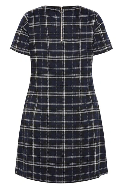 Shop City Chic Check Love Knit Dress In Navy Check