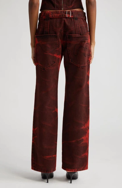 Shop Miaou Toni Baggy Straight Leg Jeans In Red
