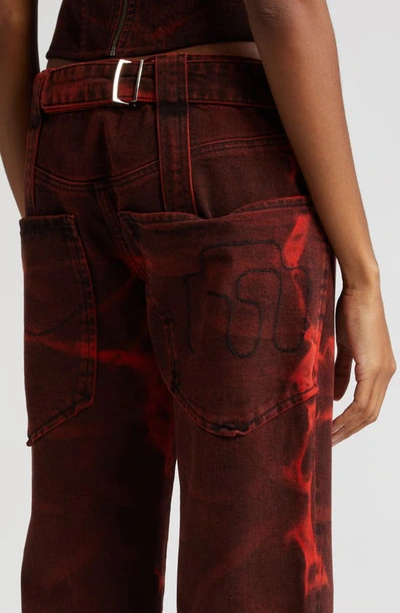 Shop Miaou Toni Baggy Straight Leg Jeans In Red
