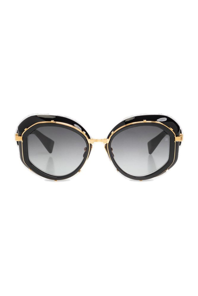Shop Balmain Eyewear Irregular Frame Sunglasses In Black
