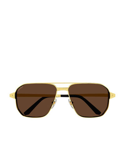Shop Cartier Aviator Sunglasses In Gold